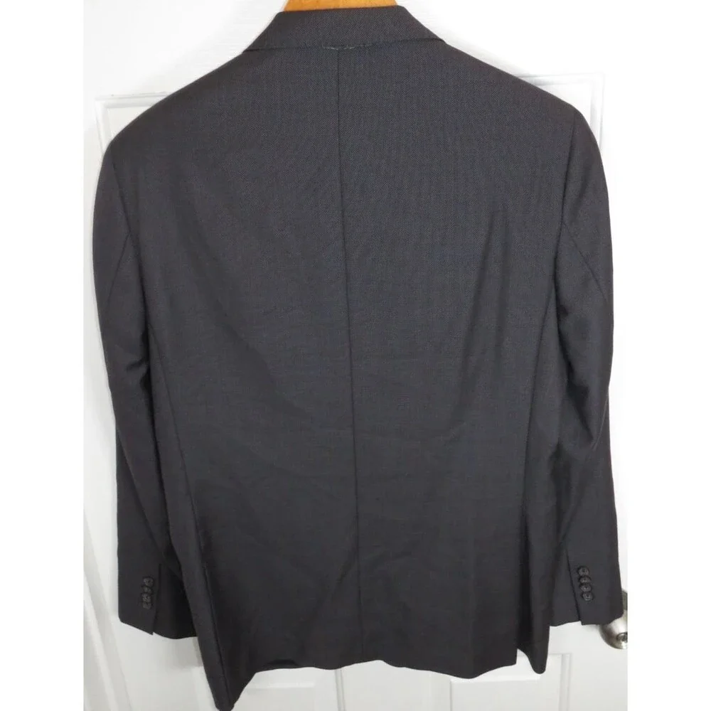 David Donahue 42R Blazer Jacket Charcoal-Navy Wool Ryan CT Birdseye Sport Coat